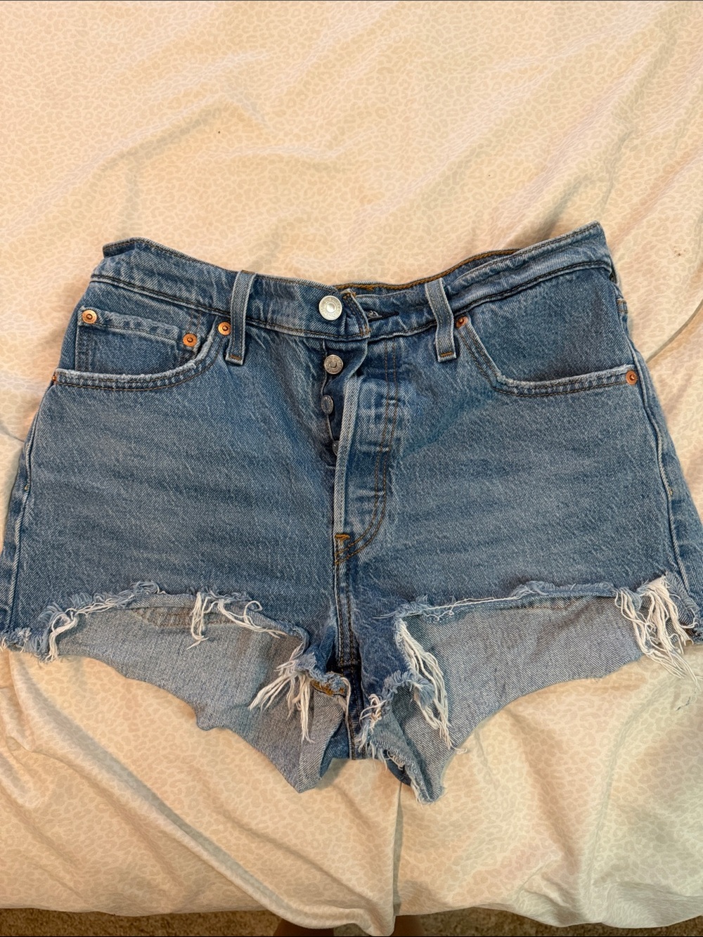 Levi's Distressed Cutoff Denim Shorts - Medium Blue